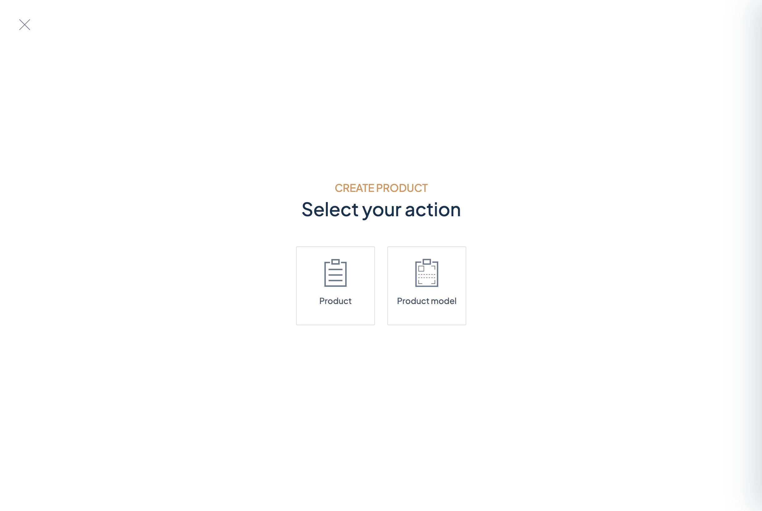 Select your action: Product or Product model