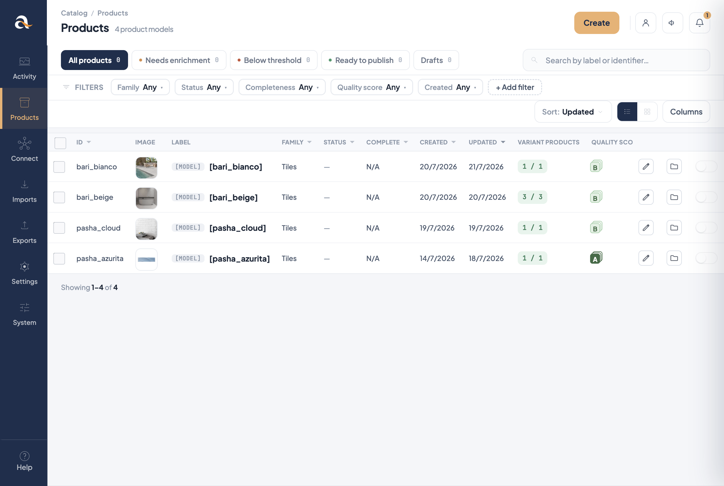 Products grid listing tile product models